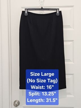 Peter Nygard Black Midi Pencil Skirt Triacetate Blend L / 12-14, EUC